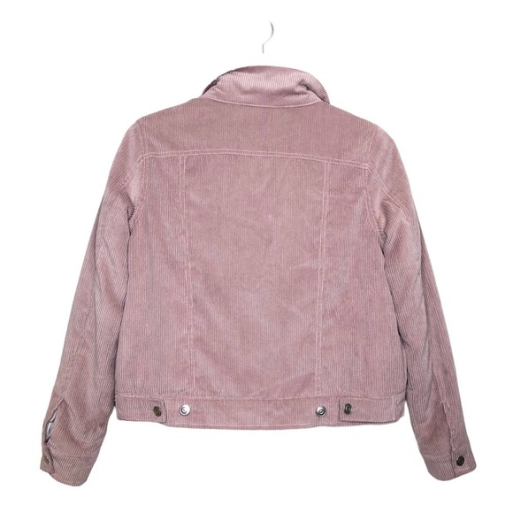 Thread and Supply Sherpa Lined Corduroy Jacket Dusty Rose Mauve Button Front M - Picture 2 of 8